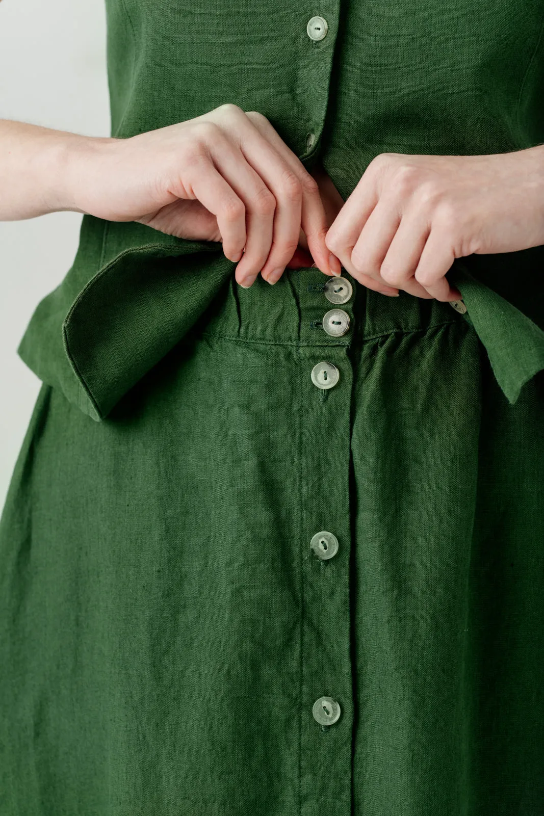 Button Down Skirt, Emerald Green sold by Son de Flor product image thumbnail 5