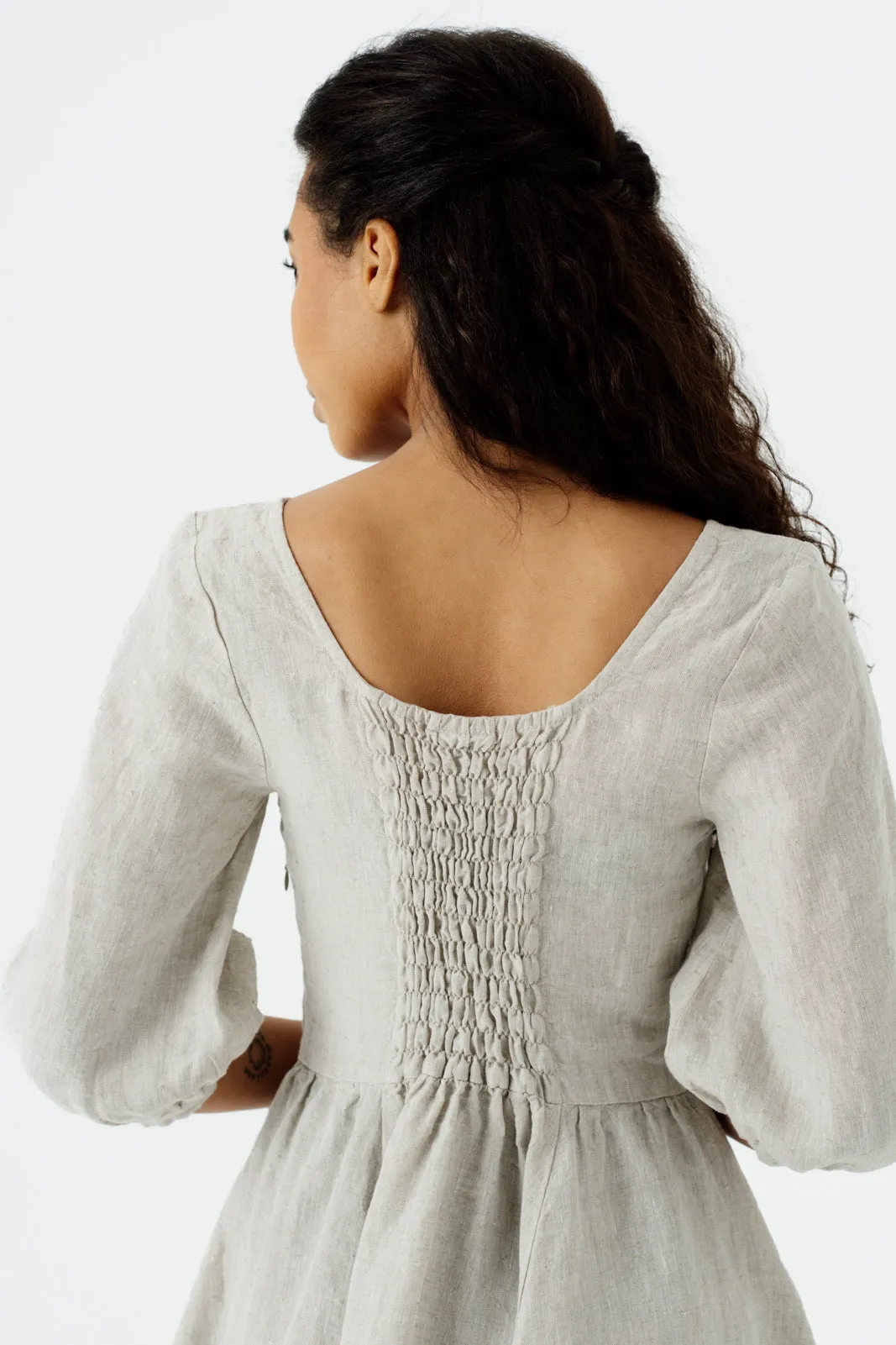 Mini Carmen Dress, 3/4 Sleeve, Natural Dot sold by Son de Flor product image thumbnail 4