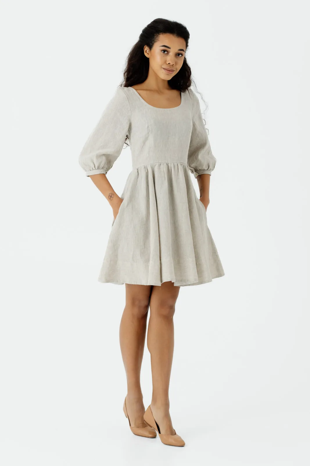 Mini Carmen Dress, 3/4 Sleeve, Natural Dot sold by Son de Flor product image thumbnail 3