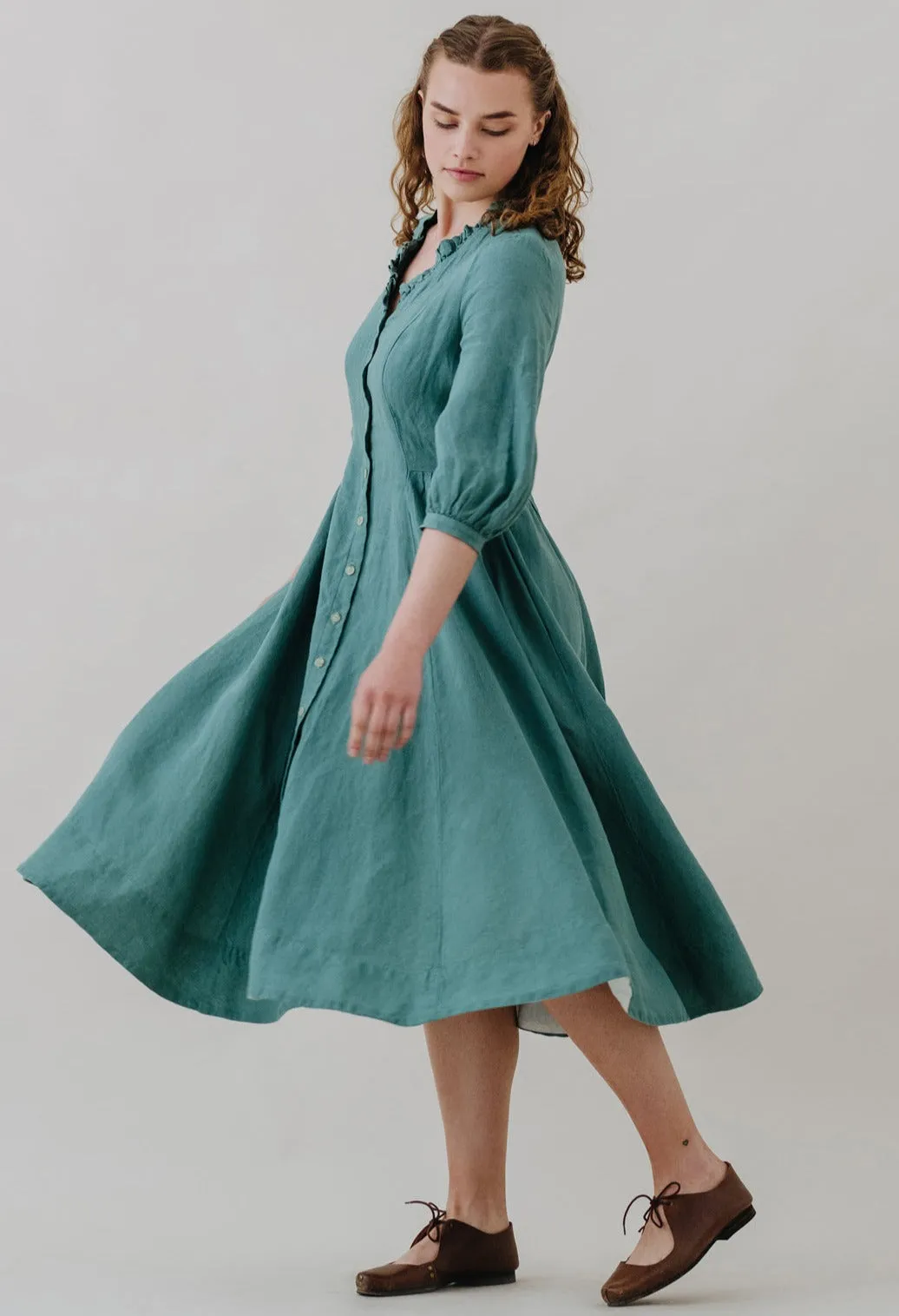 Ophelia Dress, 3/4 Sleeve, Teal Blue sold by Son de Flor product image thumbnail 2