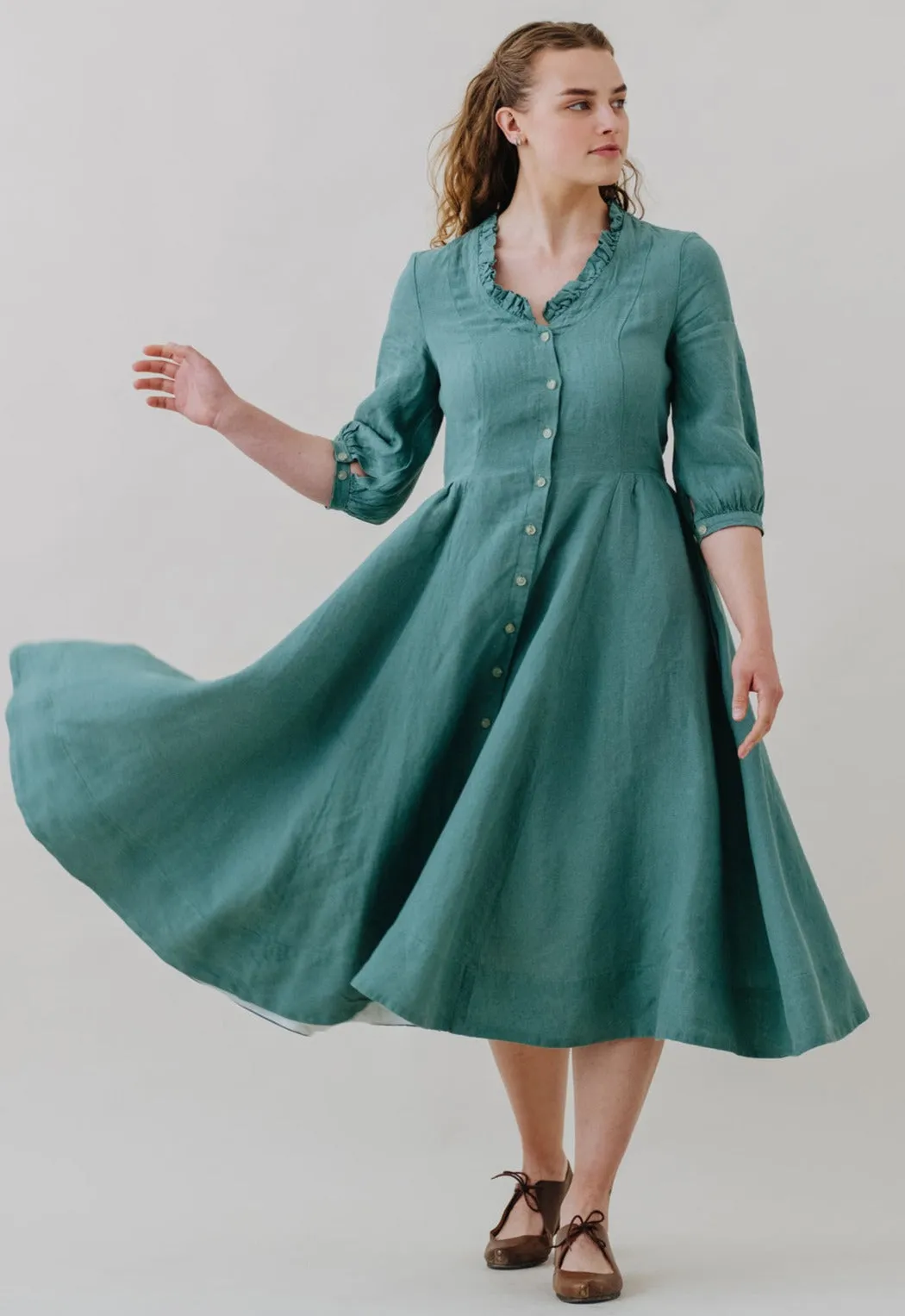Ophelia Dress, 3/4 Sleeve, Teal Blue sold by Son de Flor product image thumbnail 3