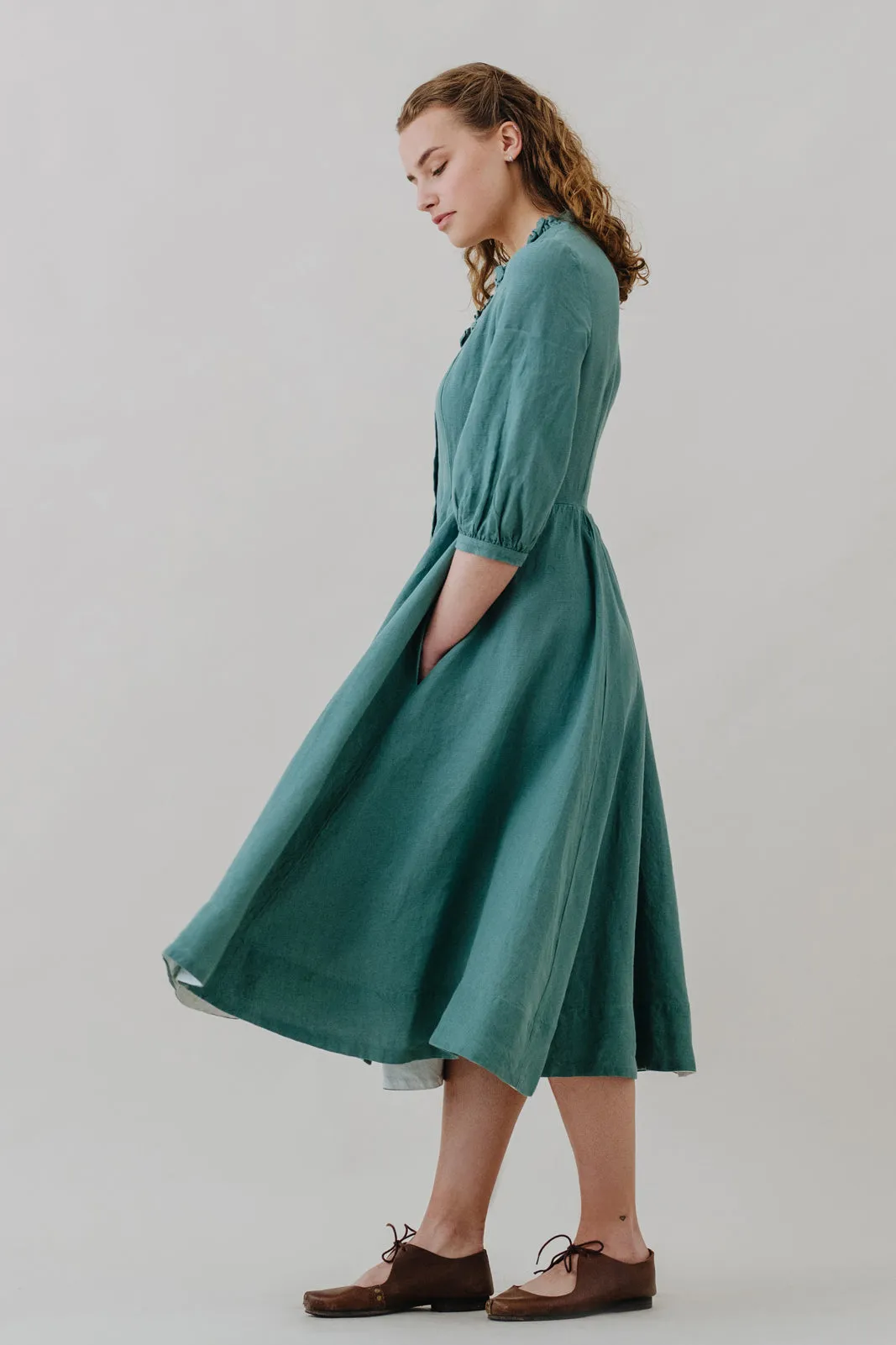 Ophelia Dress, 3/4 Sleeve, Teal Blue sold by Son de Flor product image thumbnail 4