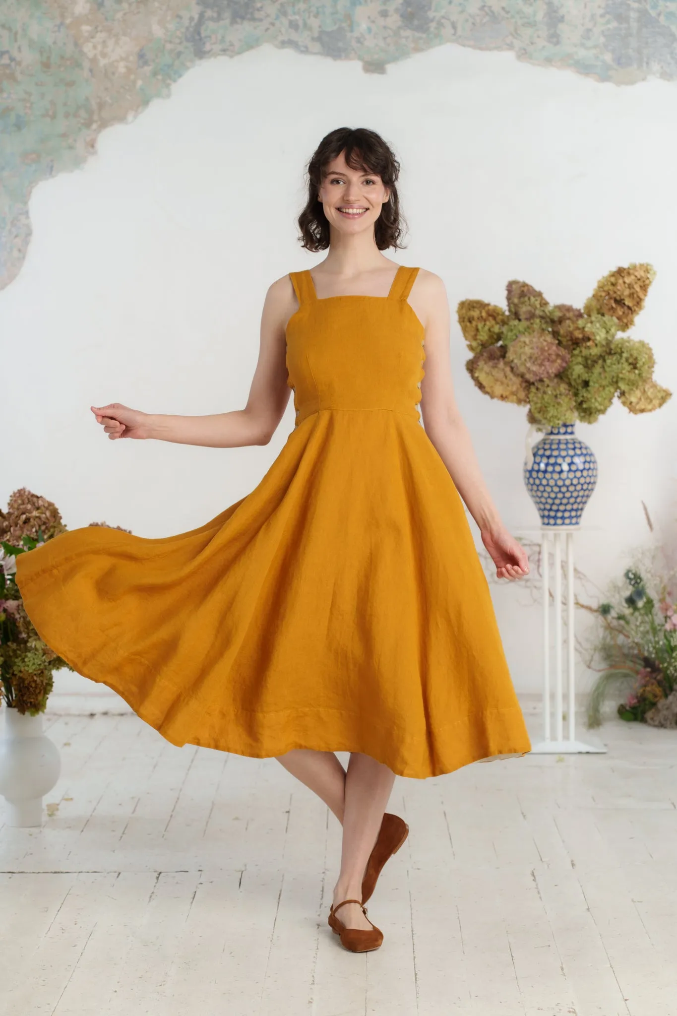 Pinafore Dress, Sleeveless, Marigold sold by Son de Flor