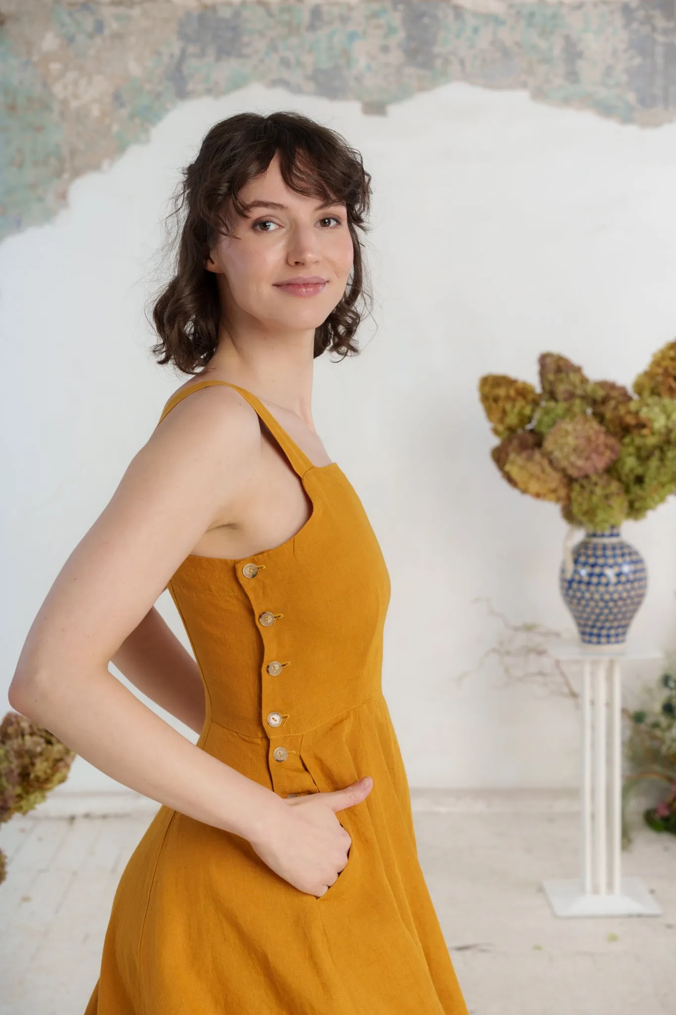 Pinafore Dress, Sleeveless, Marigold sold by Son de Flor product image thumbnail 3