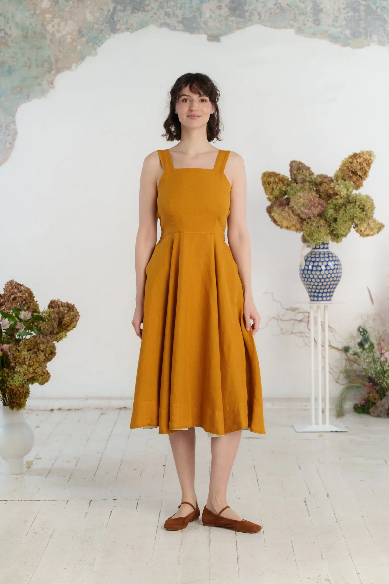 Pinafore Dress, Sleeveless, Marigold sold by Son de Flor product image thumbnail 2