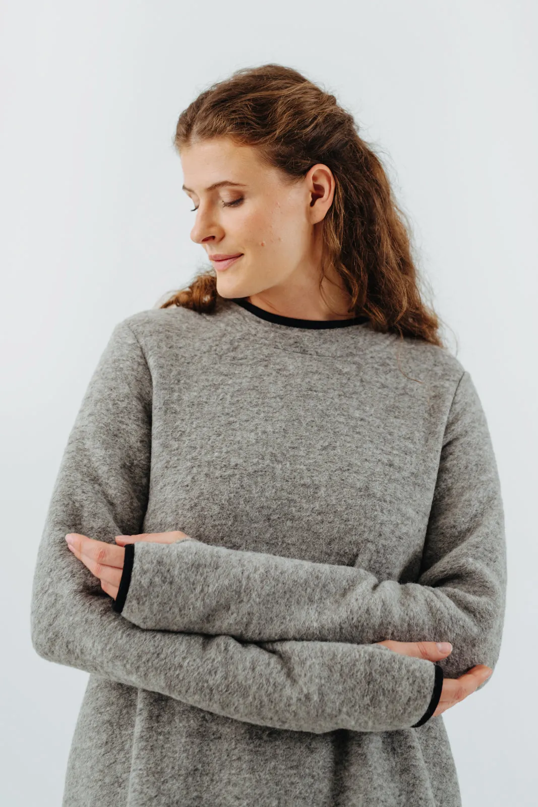 Double Slit Dress, Wool, Light Grey sold by Son de Flor product image thumbnail 4