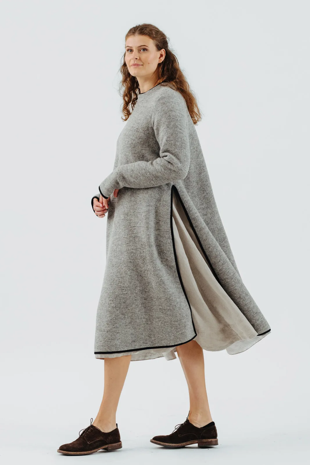 Double Slit Dress, Wool, Light Grey sold by Son de Flor product image thumbnail 2
