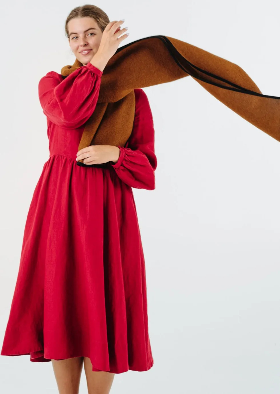 Wrap Scarf, Wool, Warm Brown sold by Son de Flor product image thumbnail 3