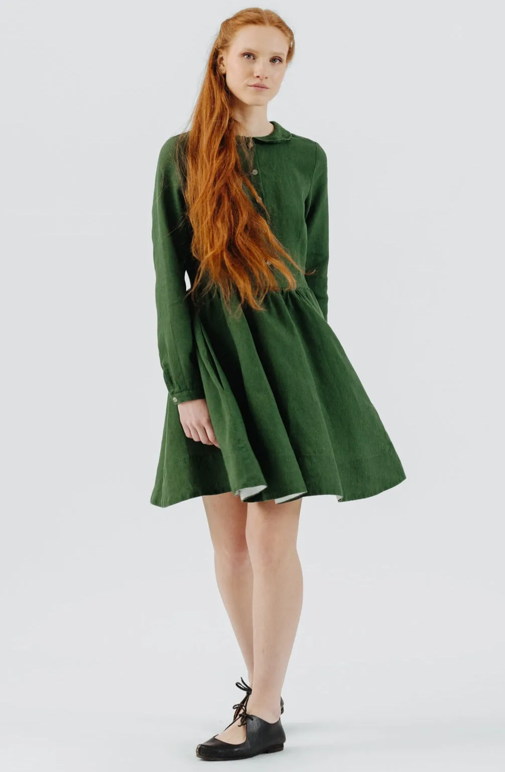 Mini Classic Dress, Long Sleeve, Emerald Green sold by Son de Flor