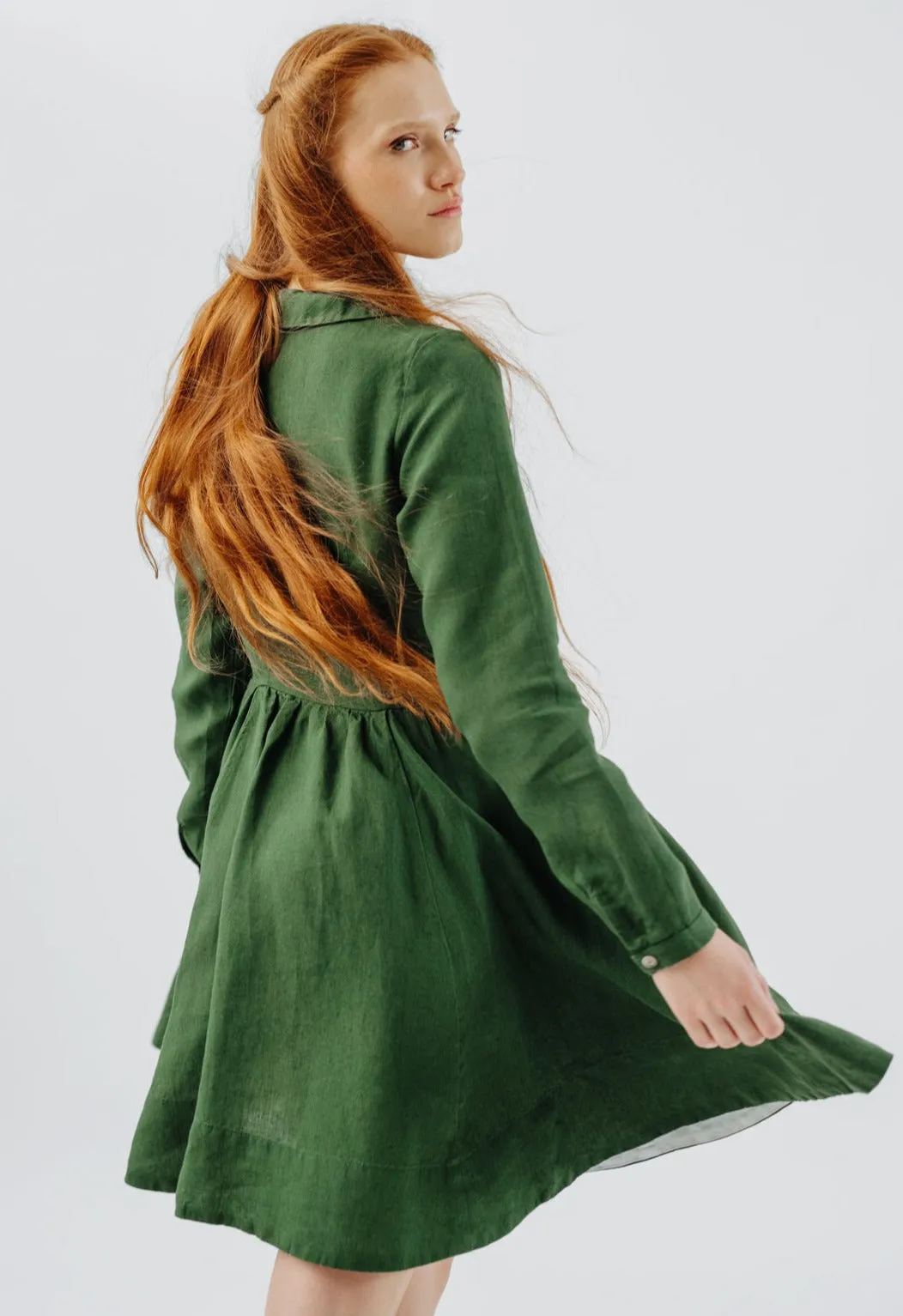 Mini Classic Dress, Long Sleeve, Emerald Green sold by Son de Flor product image thumbnail 3