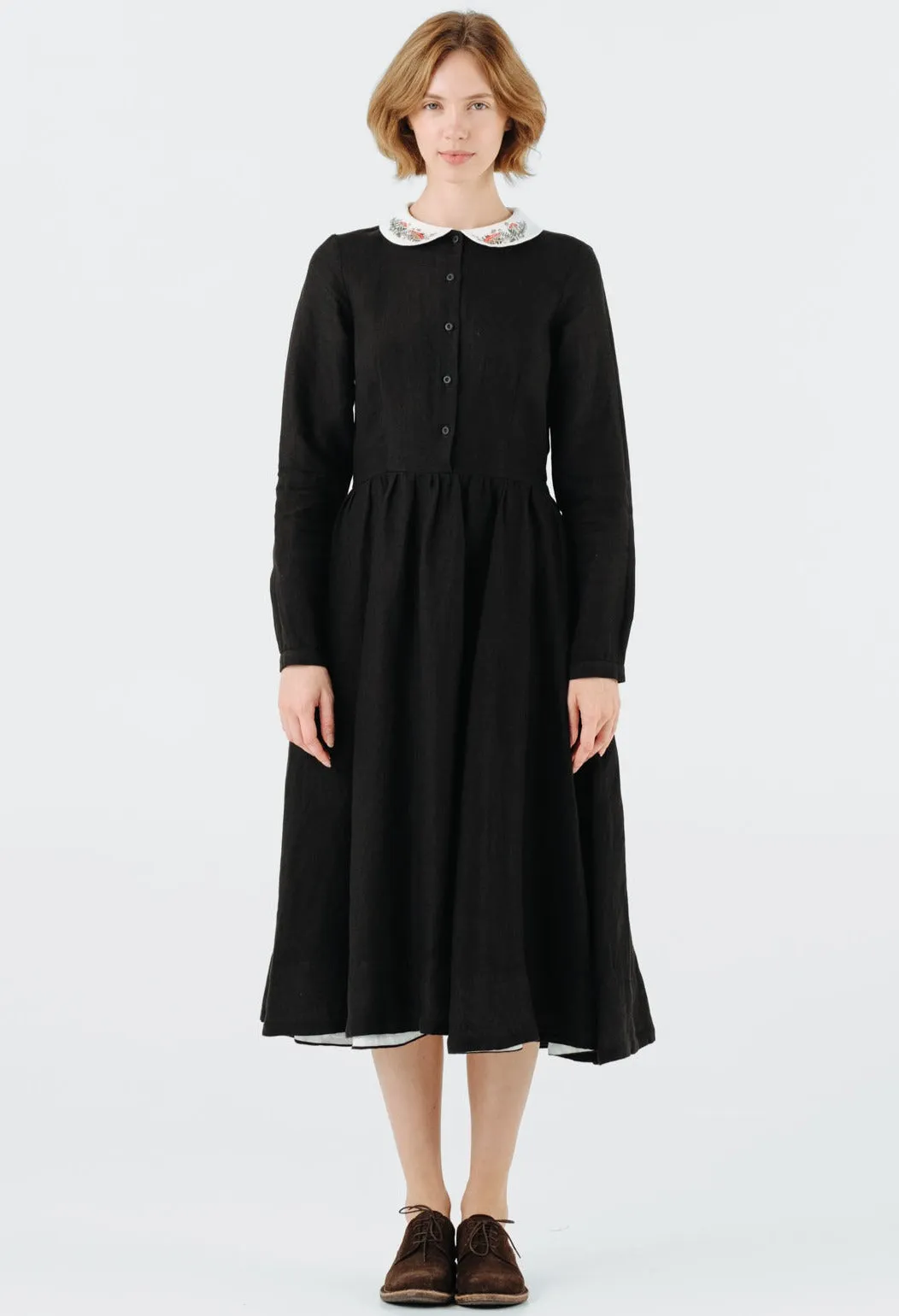 Classic Dress with Embroidered Wildwood Collar, Long Sleeve sold by Son de Flor product image thumbnail 2