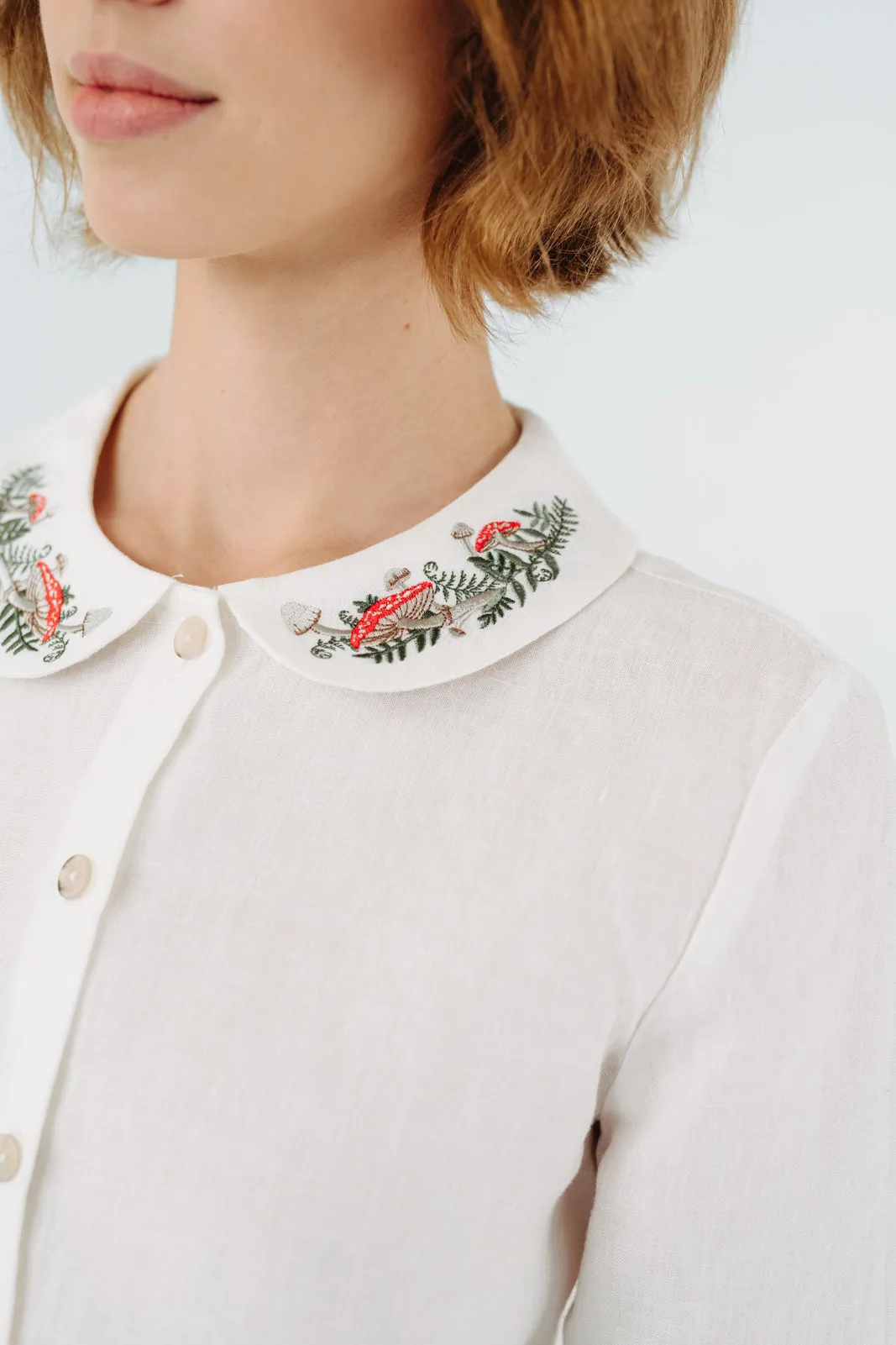 Classic Shirt with Embroidered Collar, Long Sleeve sold by Son de Flor product image thumbnail 4