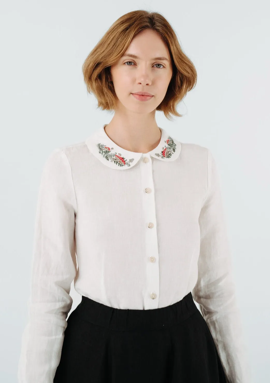 Classic Shirt with Embroidered Collar, Long Sleeve sold by Son de Flor product image thumbnail 3