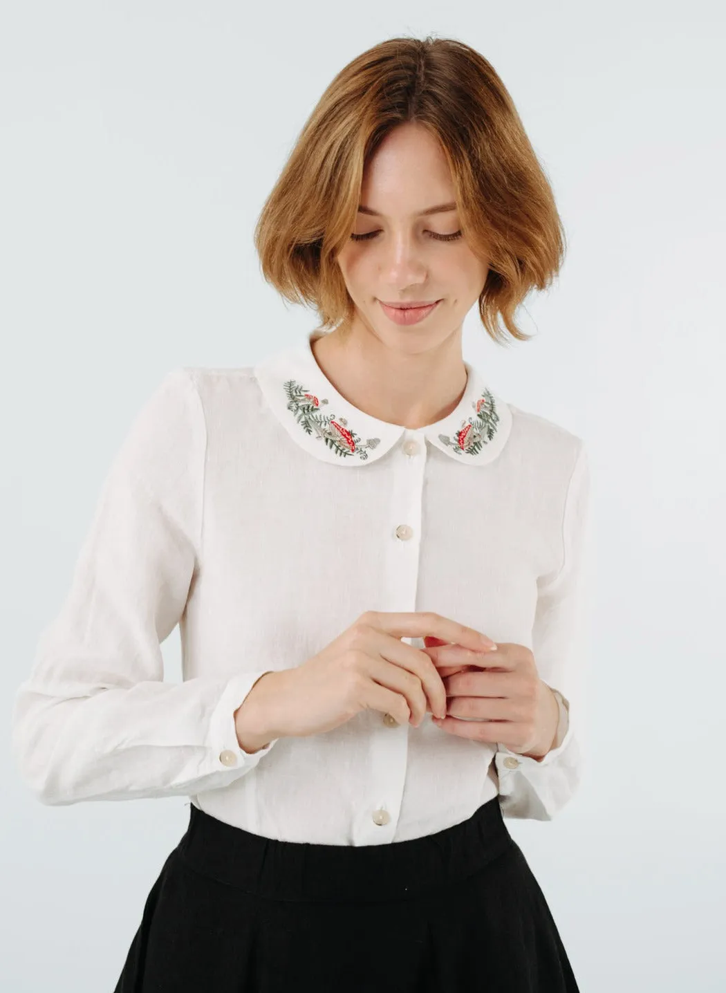 Classic Shirt with Embroidered Collar, Long Sleeve sold by Son de Flor product image thumbnail 2