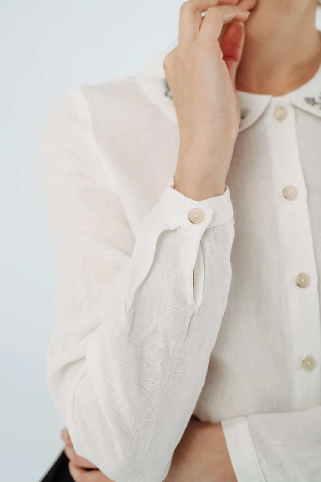 Classic Shirt with Embroidered Collar, Long Sleeve sold by Son de Flor product image thumbnail 5