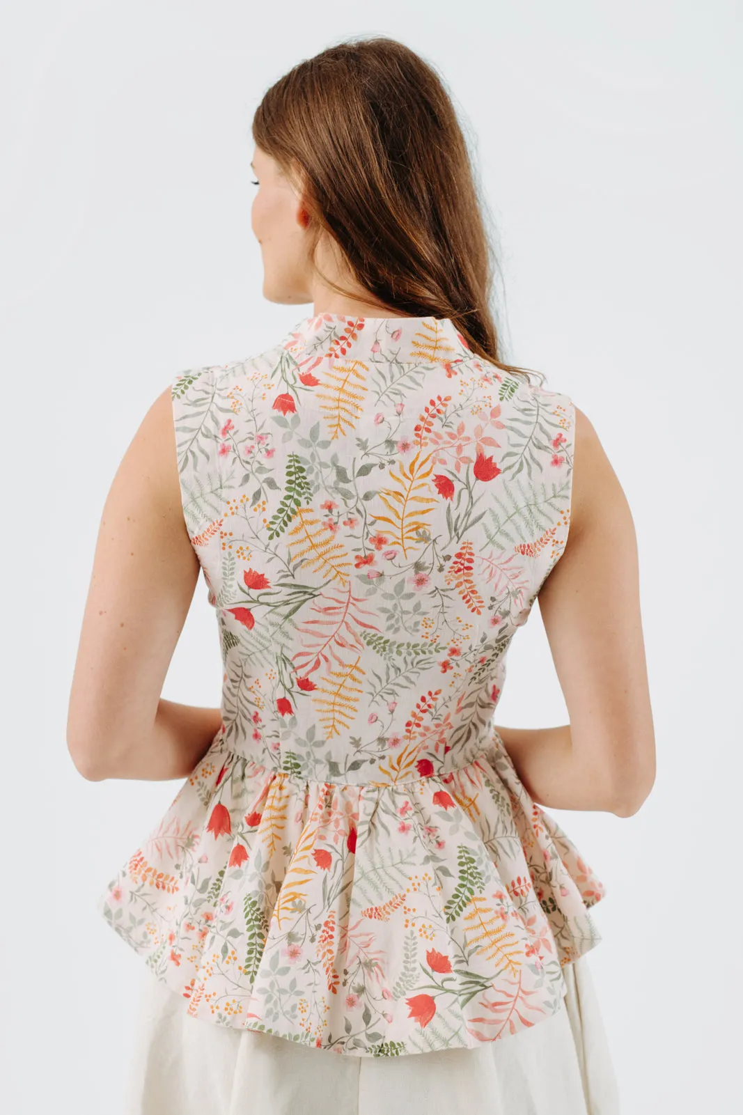 Peplum Vest, Sleeveless, Whimsical Garden sold by Son de Flor product image thumbnail 3