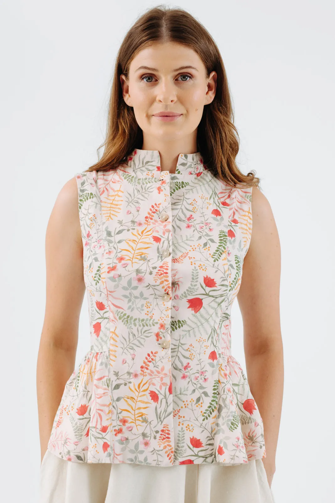 Peplum Vest, Sleeveless, Whimsical Garden sold by Son de Flor product image thumbnail 2