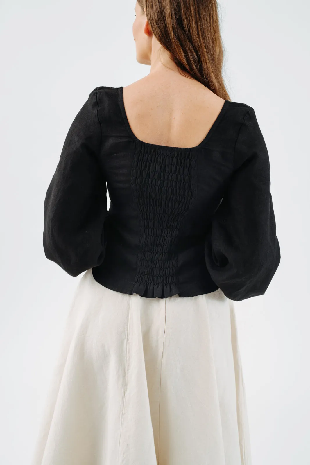 Carmen Top, Long Sleeve, Black Pansy sold by Son de Flor product image thumbnail 4