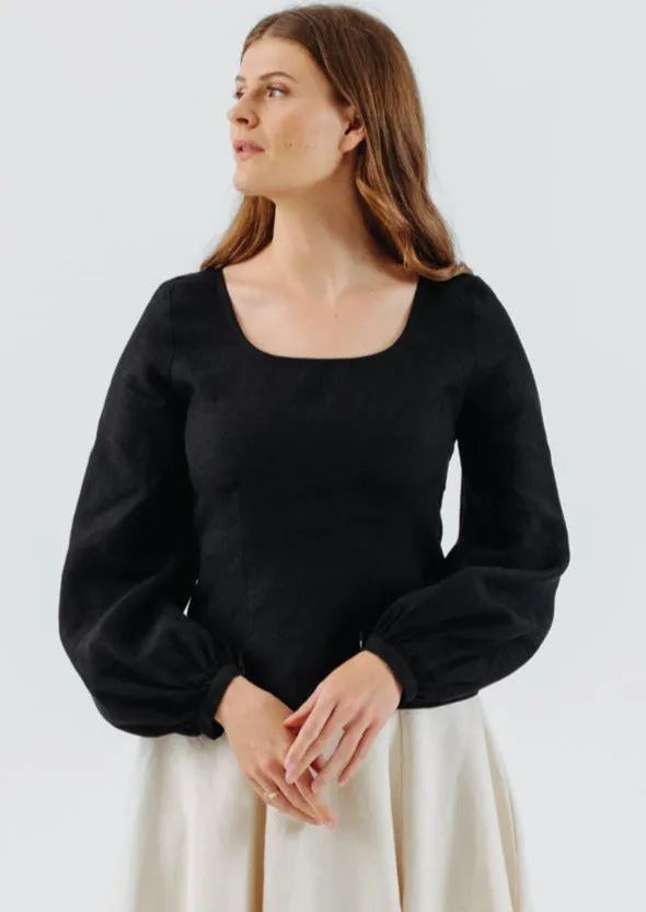 Carmen Top, Long Sleeve, Black Pansy sold by Son de Flor product image thumbnail 2