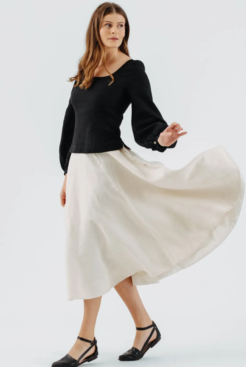 Carmen Top, Long Sleeve, Black Pansy sold by Son de Flor