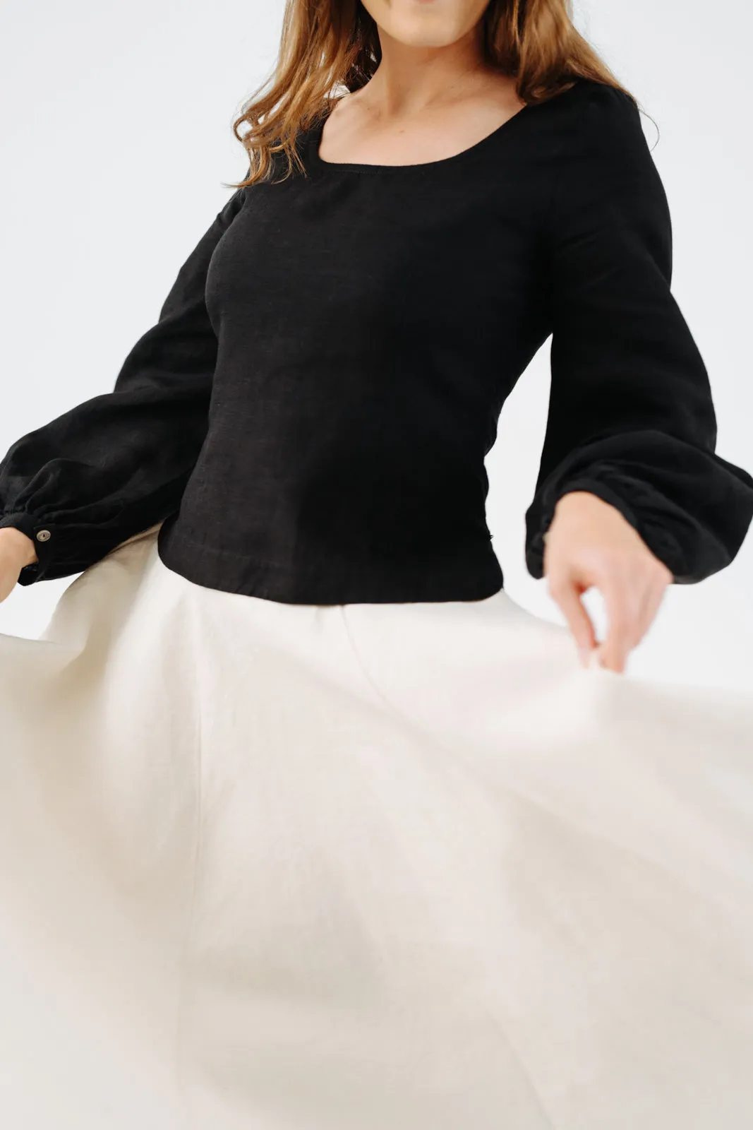 Carmen Top, Long Sleeve, Black Pansy sold by Son de Flor product image thumbnail 3