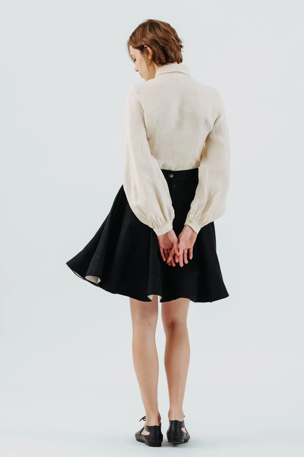 Mini Classic Skirt, Twill Linen, Black Herringbone sold by Son de Flor product image thumbnail 4