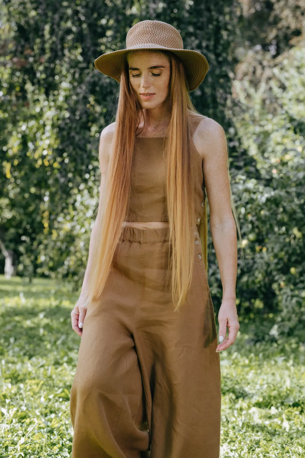 Midi Charlotte Trousers, Hemp, Camel Brown sold by Son de Flor product image thumbnail 5