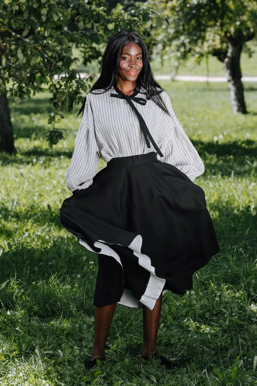 Clementine Shirt, Long Sleeve, Natural Stripe sold by Son de Flor product image thumbnail 5