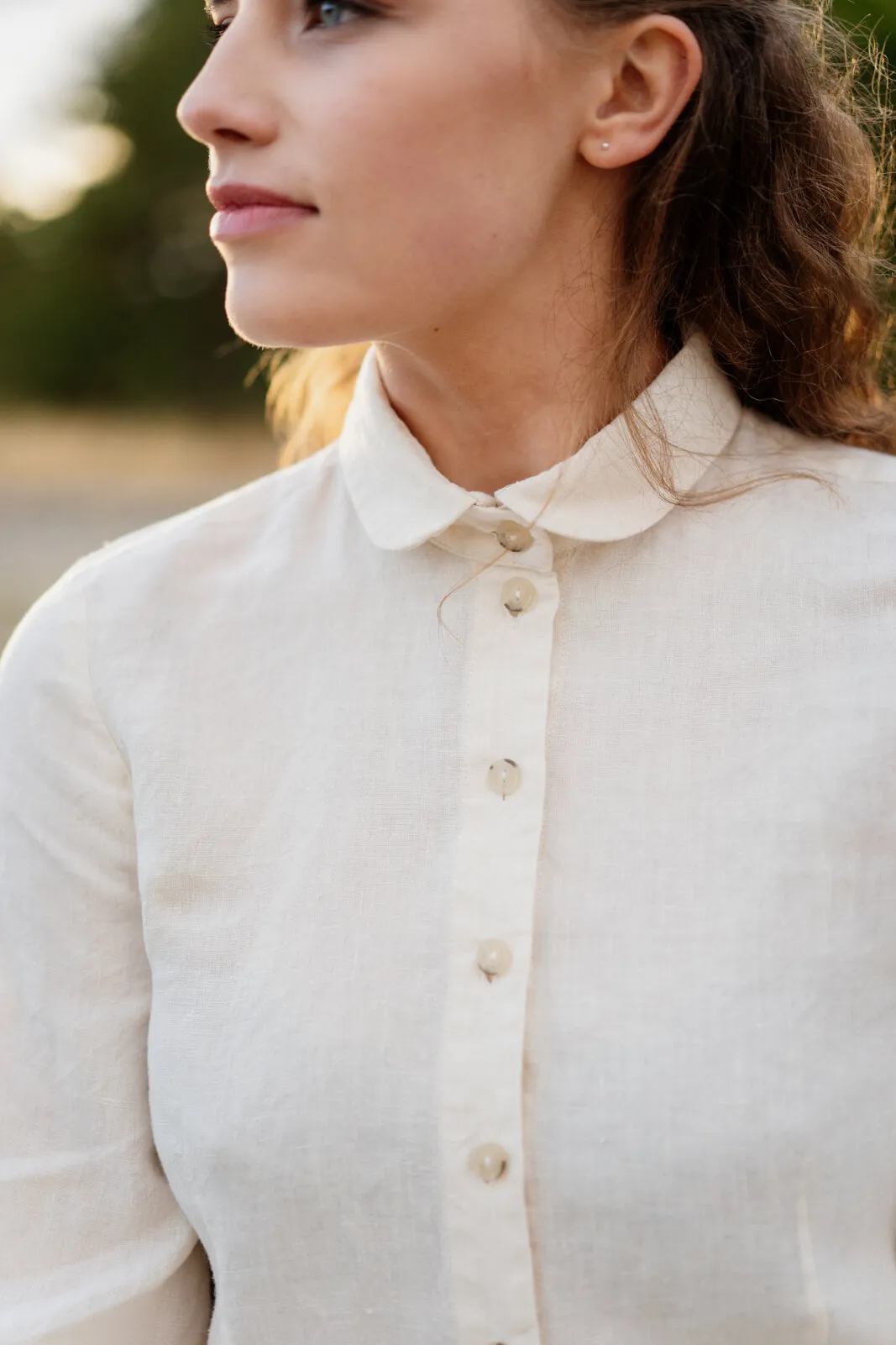 Fitted Sophie Shirt, Long Sleeve, Hemp, Milky White sold by Son de Flor product image thumbnail 5