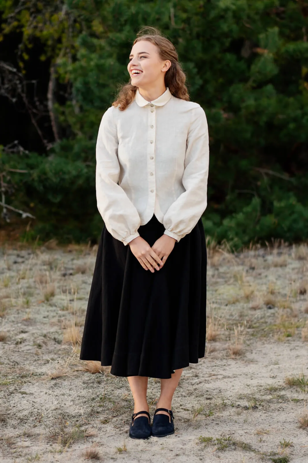 Fitted Sophie Shirt, Long Sleeve, Hemp, Milky White sold by Son de Flor product image thumbnail 2