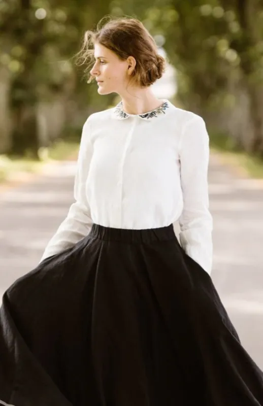 Classic Shirt with Embroidered Meadow Collar, Long Sleeve sold by Son de Flor