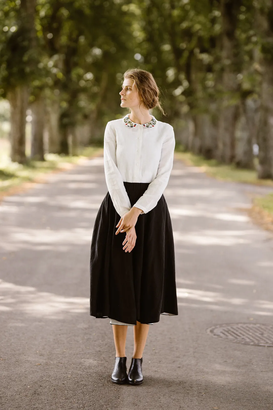 Classic Shirt with Embroidered Garden Collar, Long Sleeve sold by Son de Flor product image thumbnail 5