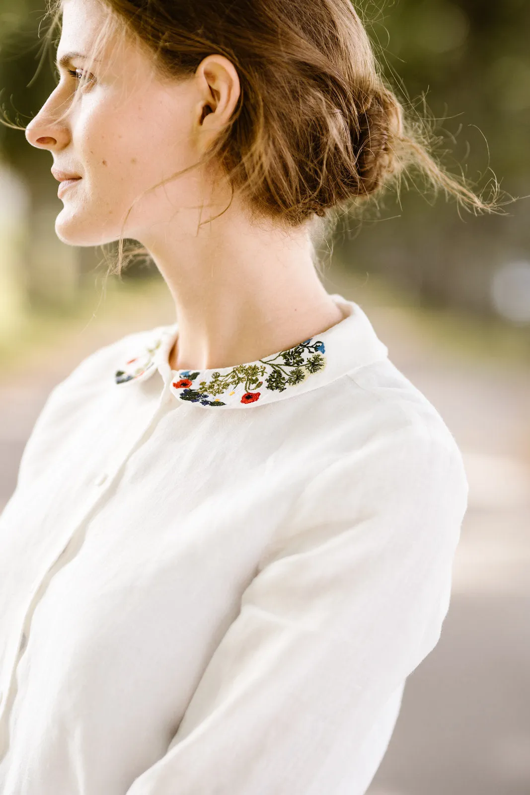 Classic Shirt with Embroidered Garden Collar, Long Sleeve sold by Son de Flor product image thumbnail 2