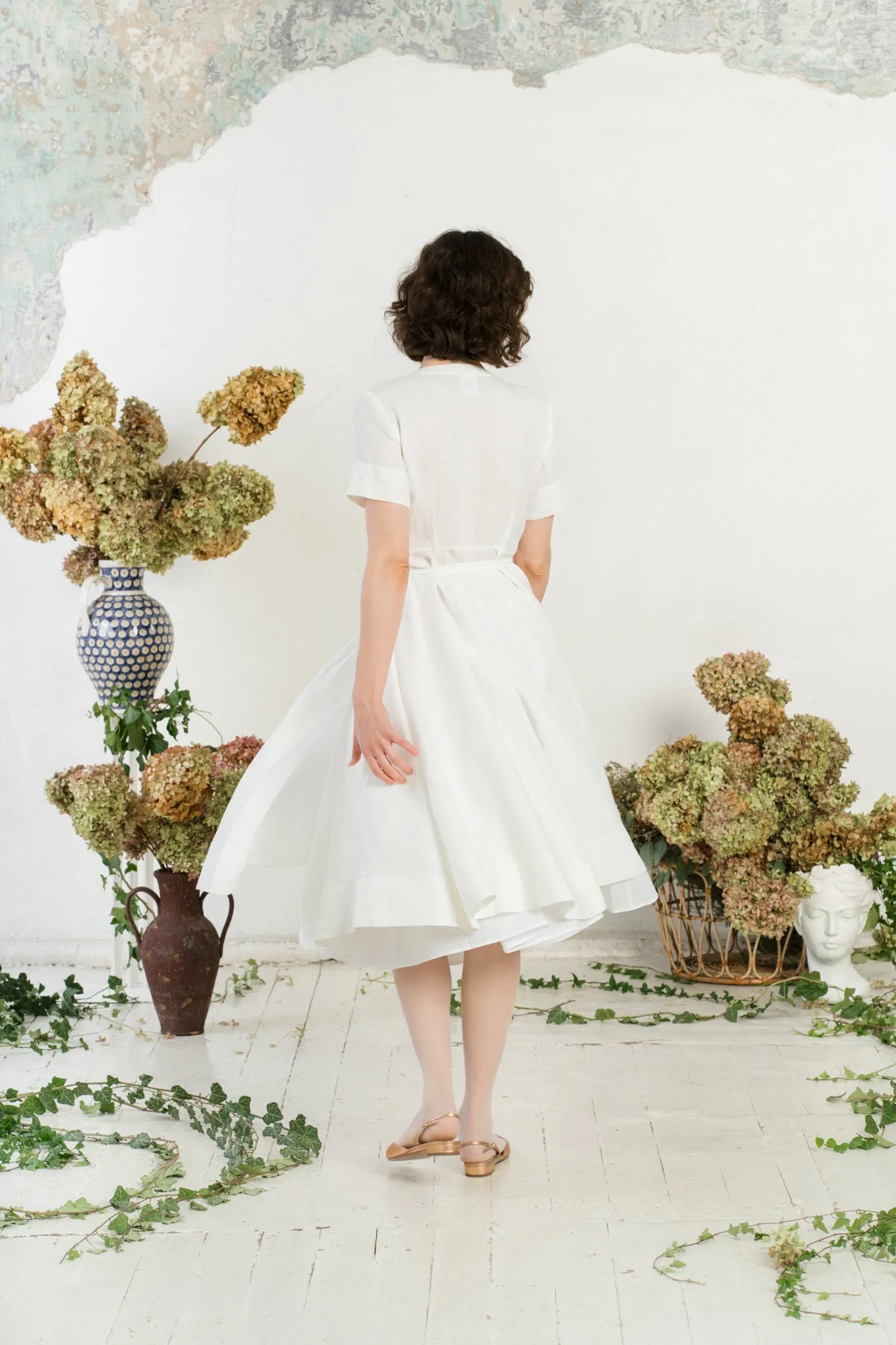 Wrap Dress, Short Sleeve, White Magnolia sold by Son de Flor product image thumbnail 5