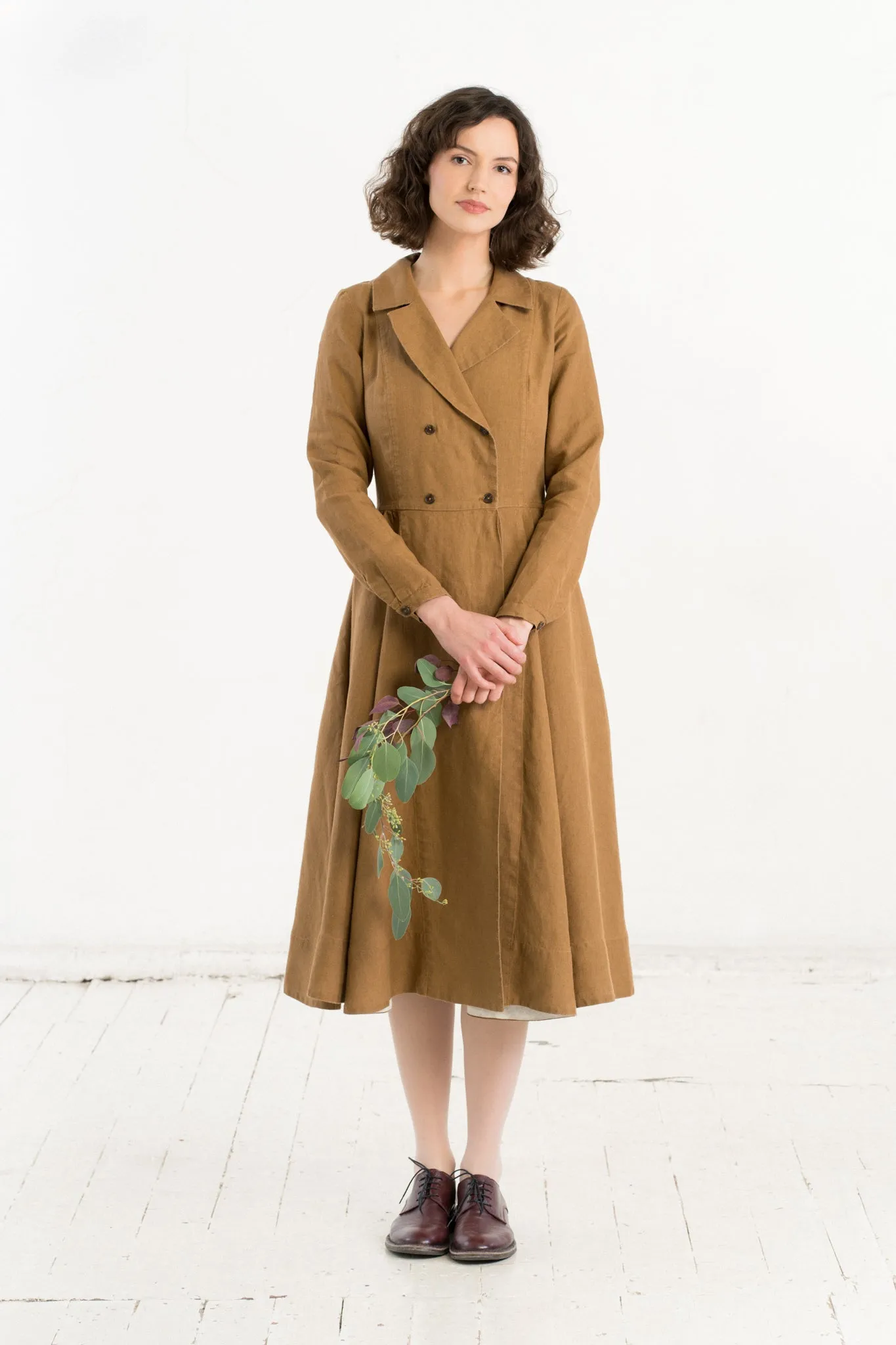 Enola Dress, Long Sleeve, Hemp, Camel Brown sold by Son de Flor product image thumbnail 4