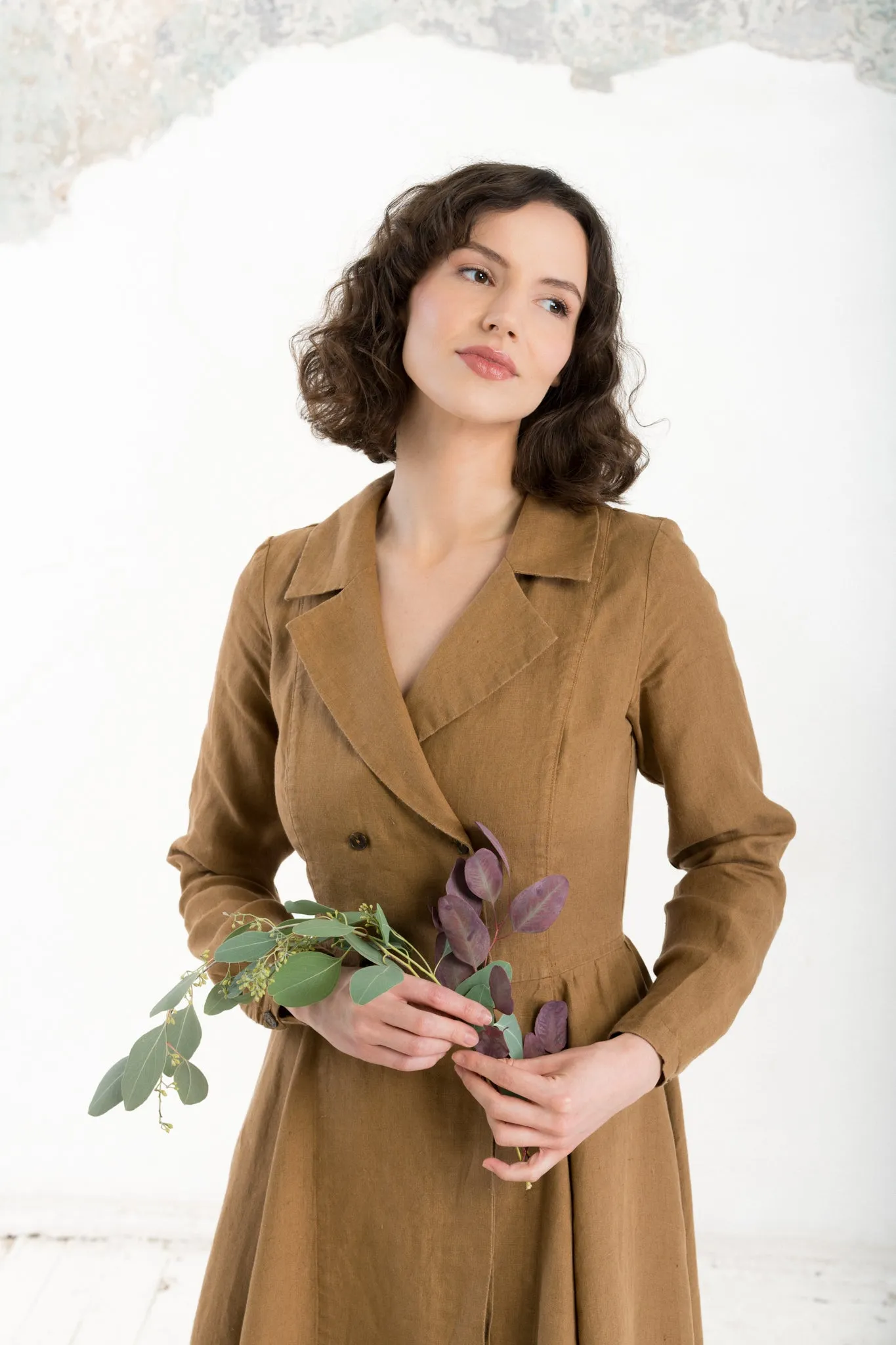 Enola Dress, Long Sleeve, Hemp, Camel Brown sold by Son de Flor product image thumbnail 5