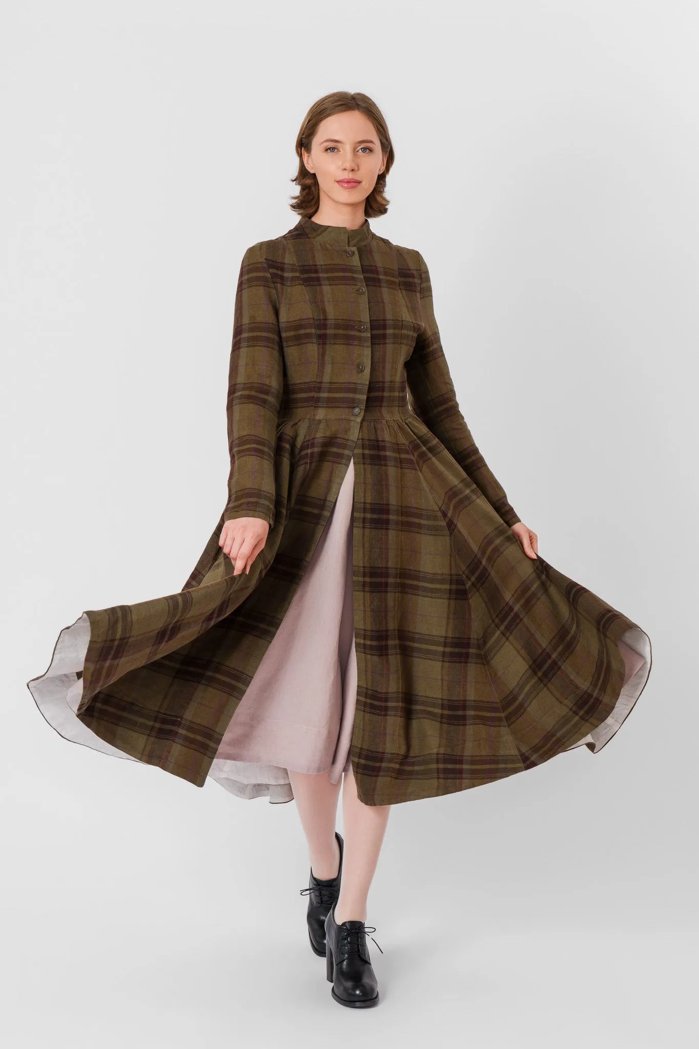 Victorian Coat, Twill Linen, Oak Tartan sold by Son de Flor product image thumbnail 2