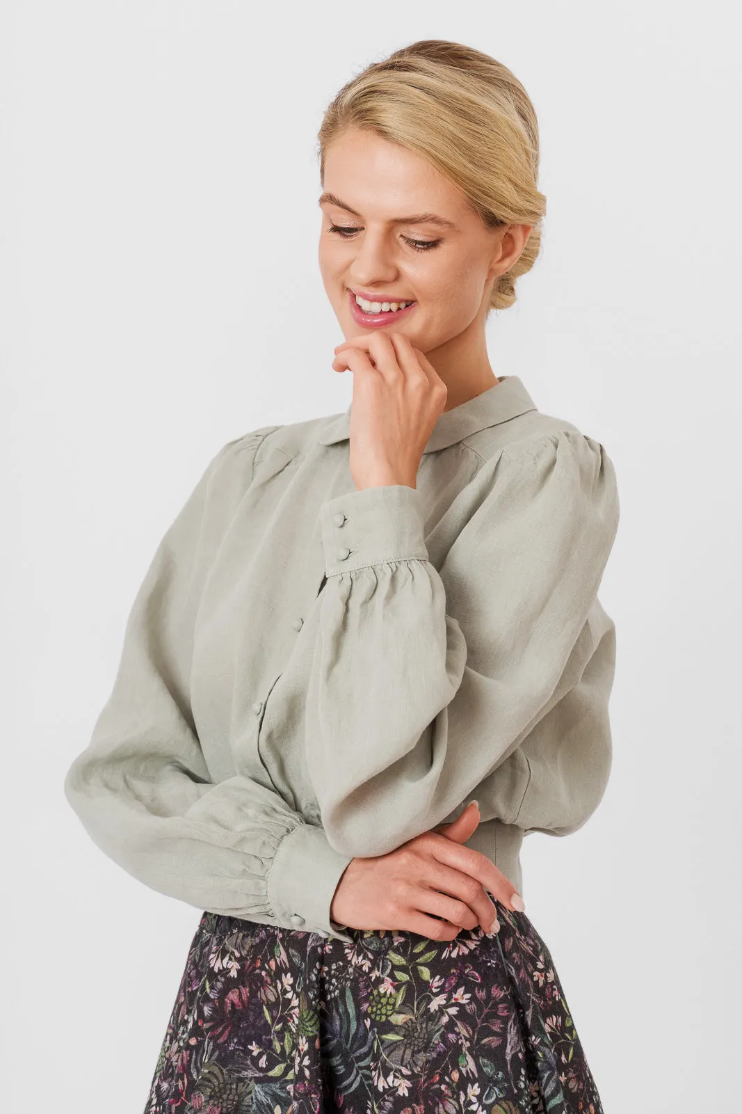Leonor Shirt, Cropped, Long Sleeve, Mint sold by Son de Flor product image thumbnail 4