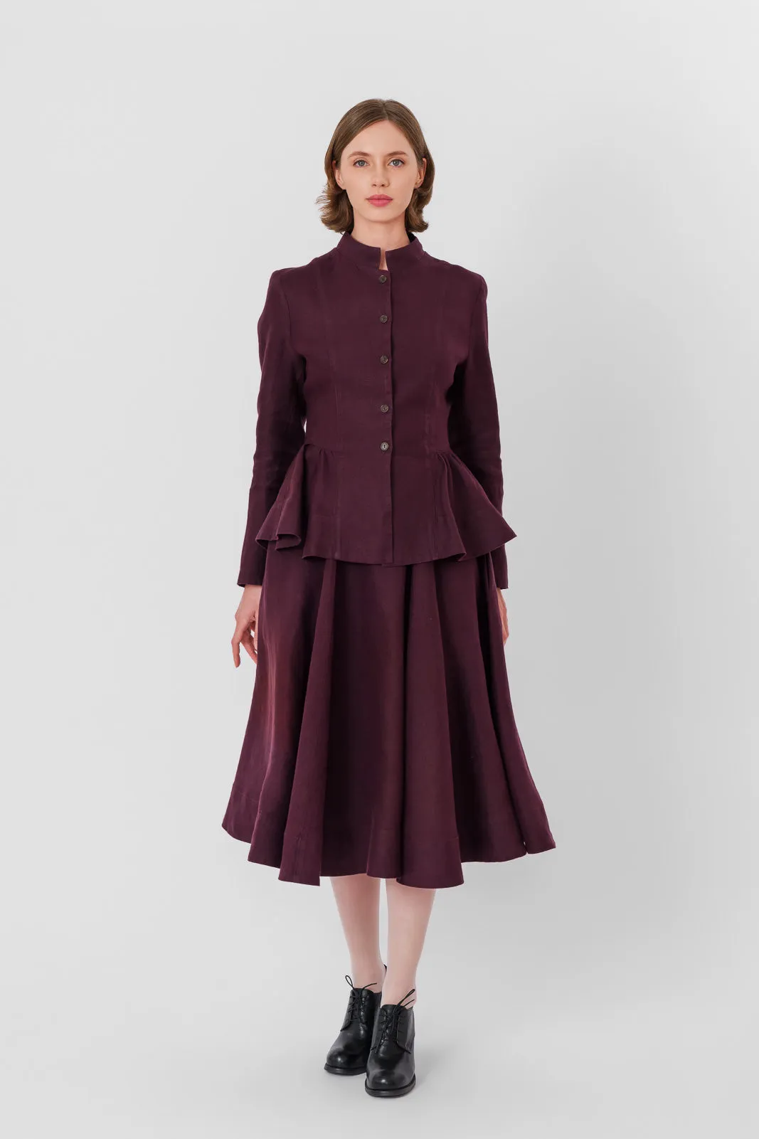 Peplum Jacket, Long Sleeve, Twill Linen, Royal Grape sold by Son de Flor product image thumbnail 4