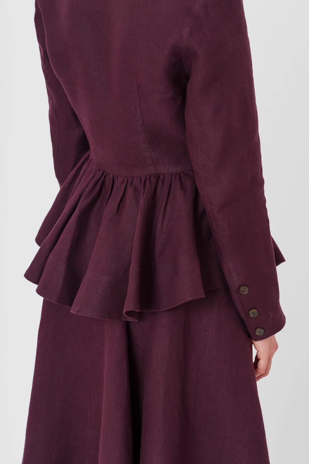 Peplum Jacket, Long Sleeve, Twill Linen, Royal Grape sold by Son de Flor product image thumbnail 5