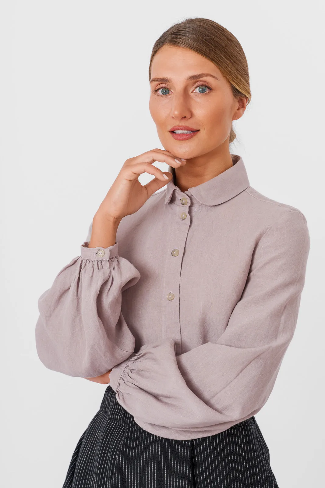 Fitted Sophie Shirt, Long Sleeve, Gentle Lilac sold by Son de Flor