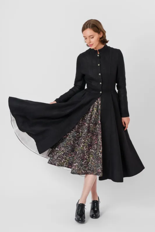 Victorian – Twill Linen Coat with Mandarin Collar sold by Son de Flor