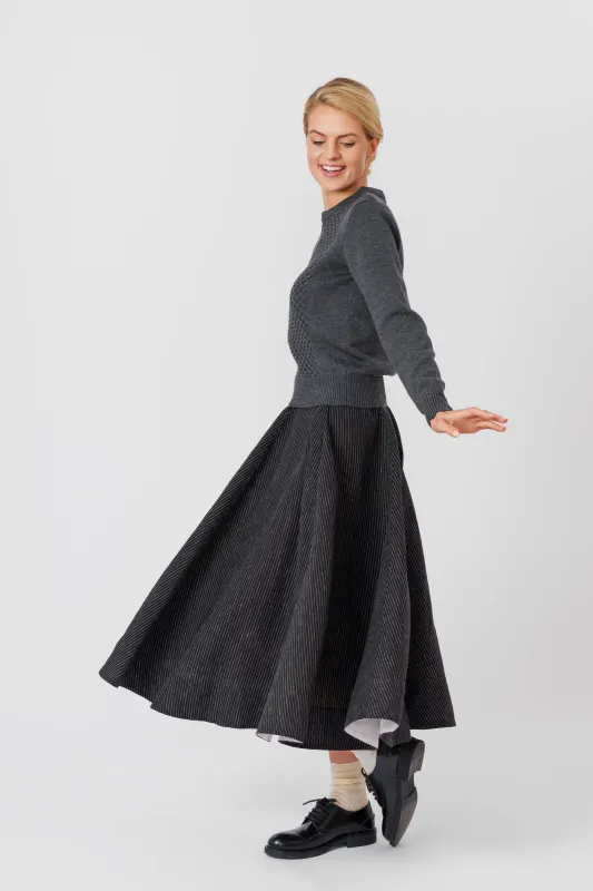 Elaine Pullover, Merino Wool, Charcoal Grey sold by Son de Flor