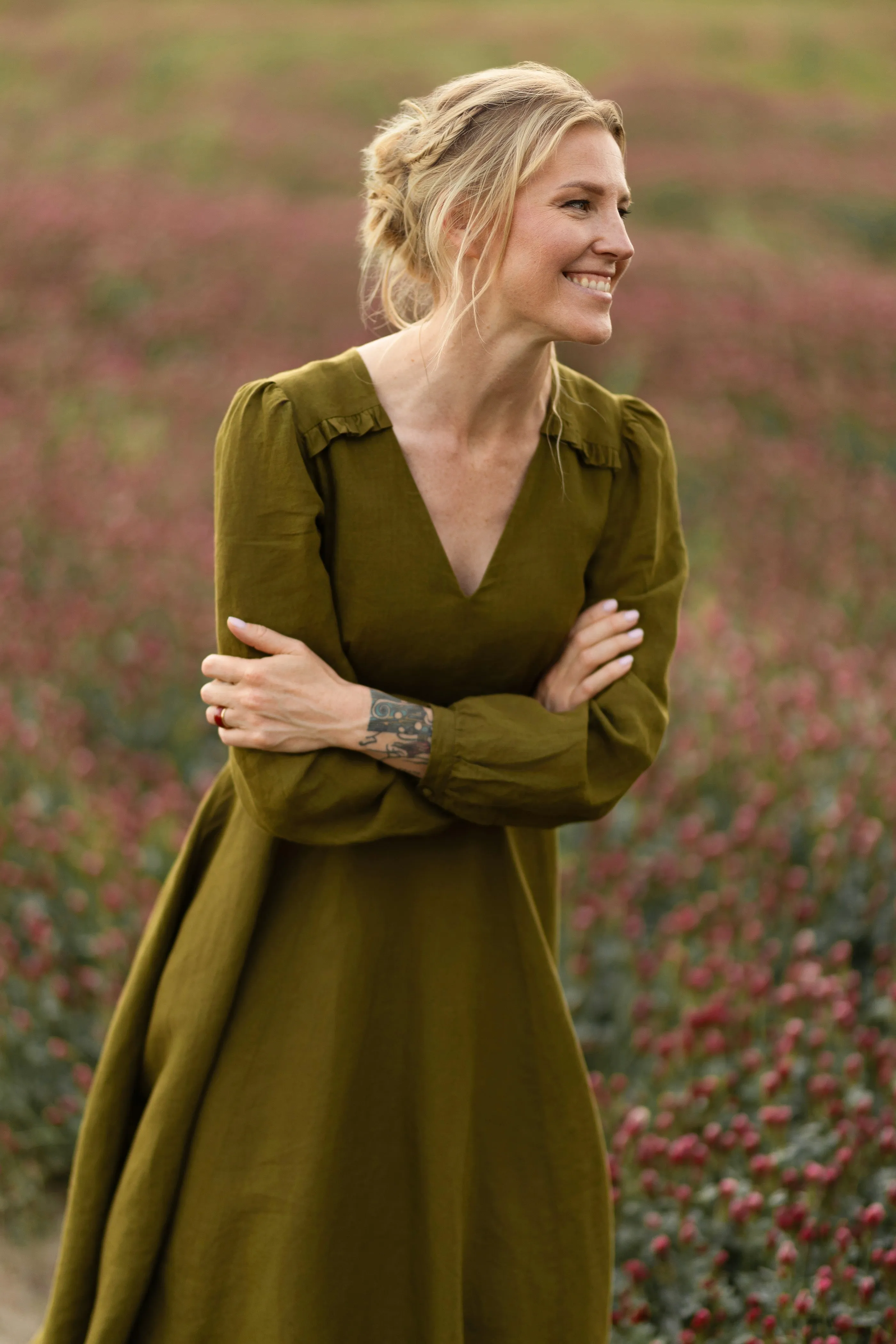 Bridget Dress, Long Sleeve, Rosemary Green sold by Son de Flor