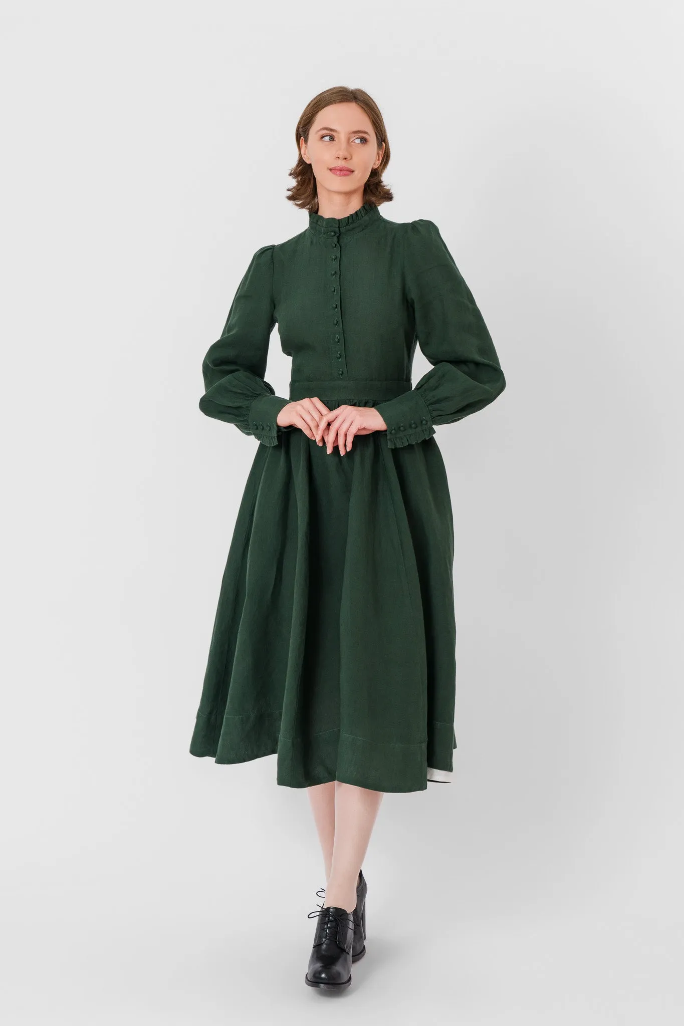 Abigail Dress, Long Sleeve, Evergreen sold by Son de Flor product image thumbnail 5