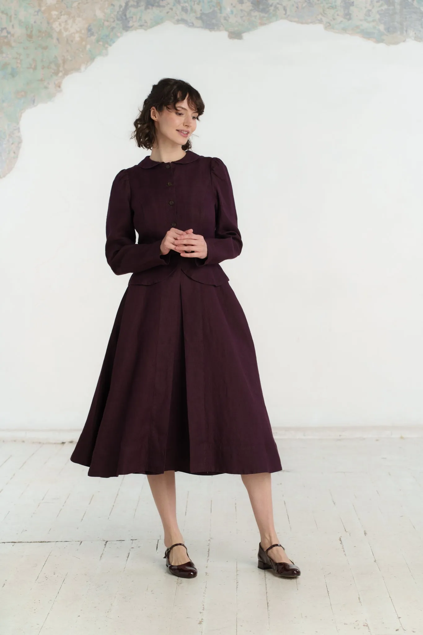 Elizabeth Coat, Long Sleeve, Twill Linen sold by Son de Flor product image thumbnail 2