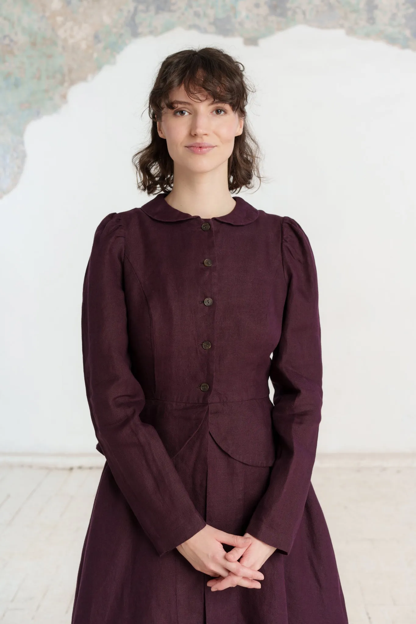 Elizabeth Coat, Long Sleeve, Twill Linen sold by Son de Flor product image thumbnail 3