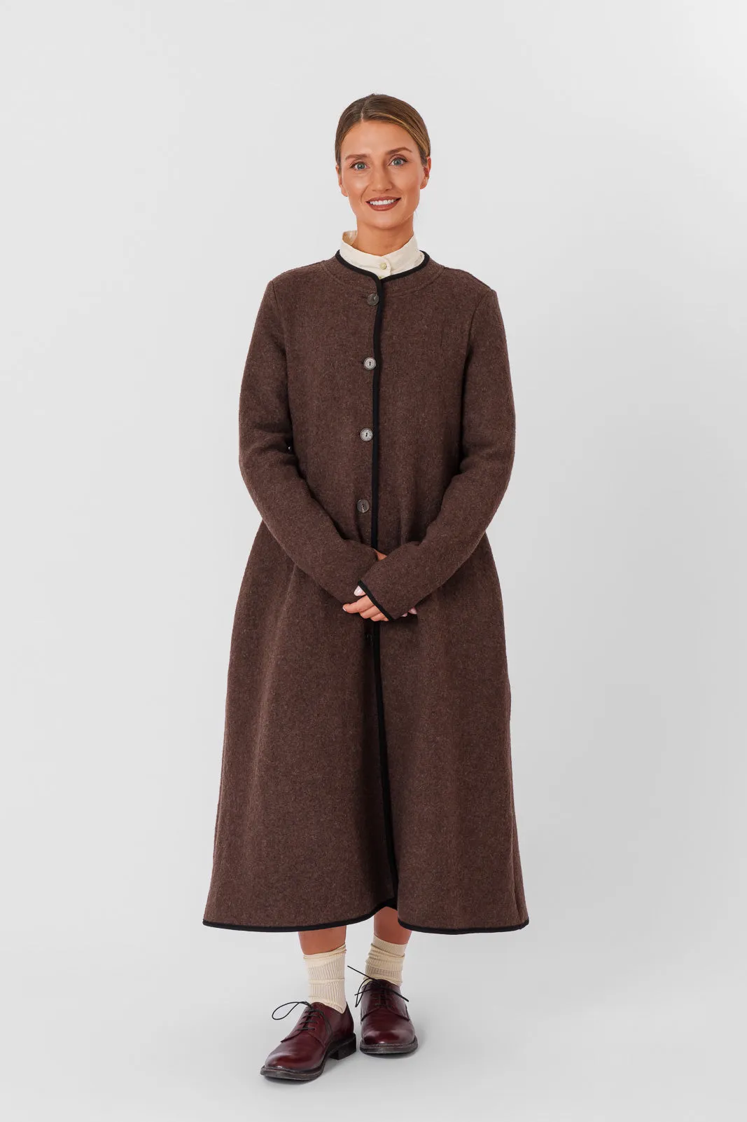 Classic – Virgin Wool Coat with Thumbhole Sleeves sold by Son de Flor