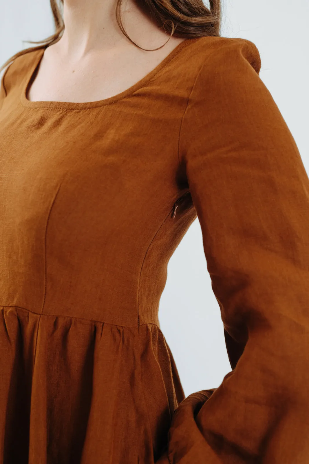 Carmen Dress, Long Sleeve, Warm Brown sold by Son de Flor product image thumbnail 5