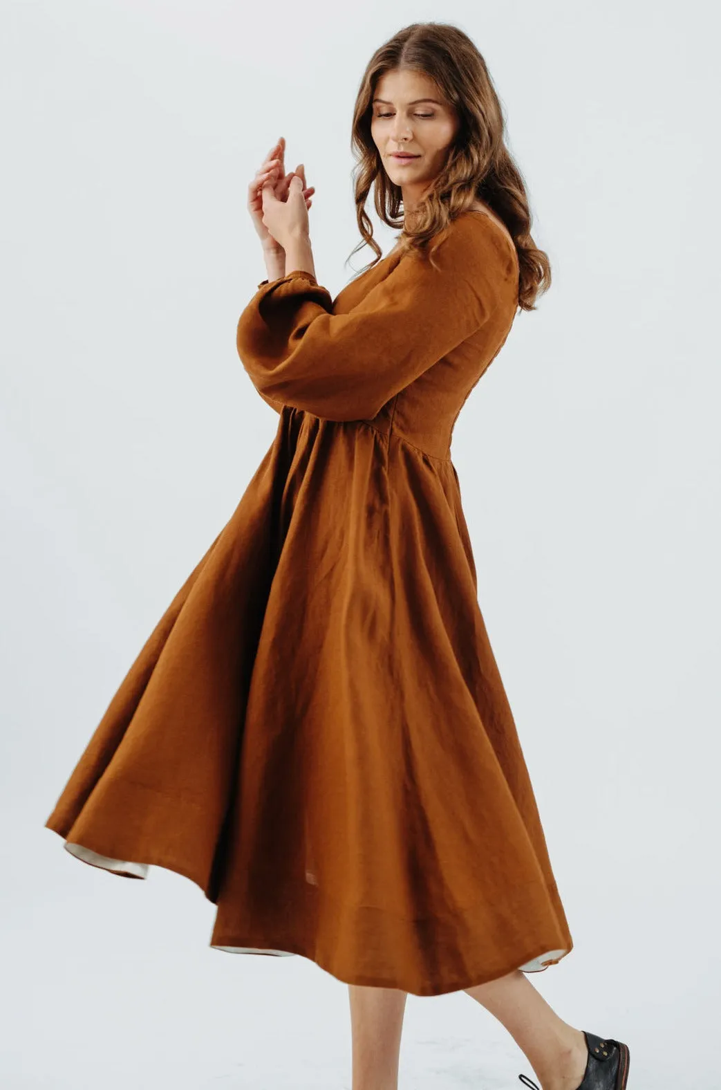 Carmen Dress, Long Sleeve, Warm Brown sold by Son de Flor product image thumbnail 3